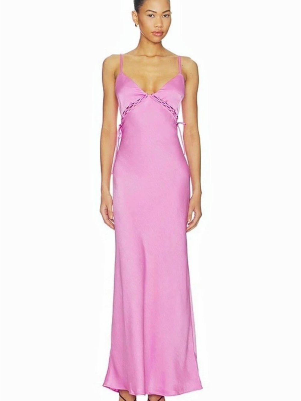 MINKPINK Chiara Lacing Detail Satin Maxi Dress